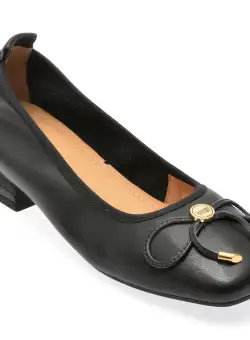 Balerini casual IMAGE negri, D2023, din piele naturala
