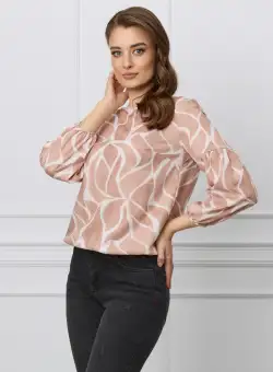 Bluza Aria maro cu imprimeuri bej