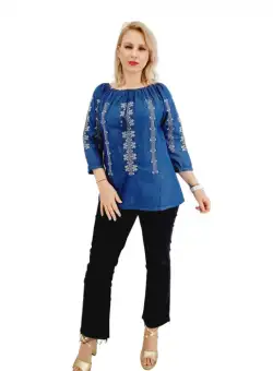 Bluza cu broderie din denim Kiara