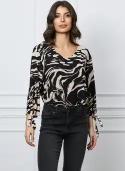 Bluza Dima neagra cu zebra print bej
