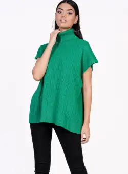 Bluza Iarina verde fara maneci cu model in relief