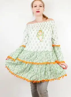 Bluza Rochie tunica brodata cu imprimeu si ciucuri 2
