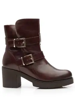 Botine dama casual din piele naturala Leofex- 076 Maro