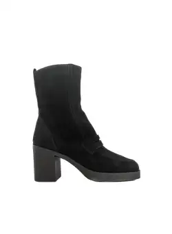 Botine damă din piele naturală, Leofex - 005 Negru Velur