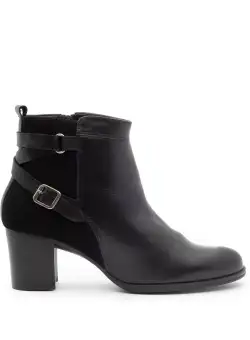 Botine dama din piele naturala Leofex - 071 Negru Box Velur