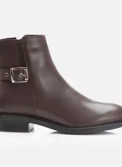 Botine damă din piele naturală, Leofex - 345 Maro Box