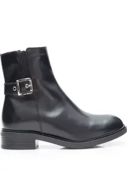Botine damă din piele naturală, Leofex- 345 Negru Box