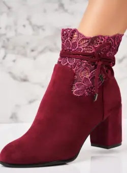 Botine dama Imblanite Bordo din Piele Ecologica Intoarsa Dalya