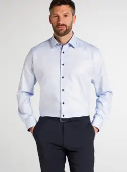 Camasa carouri fine, modern fit, pentru barbati, 100% bumbac, maneca lunga, model 4671 11 X14P Eterna