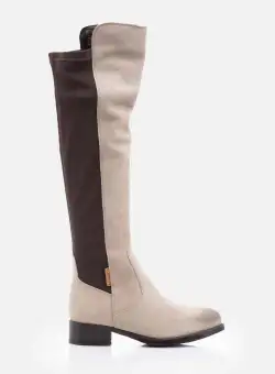 Cizme dama din piele naturala, Leofex - 424 Gri Deschis Velur