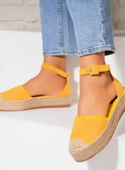 Espadrile dama Galbene din Piele Ecologica Intoarsa Wendy