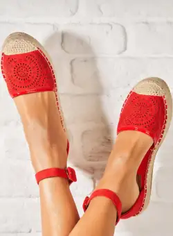 Espadrile dama Rosii din Piele Ecologica Intoarsa Ishra