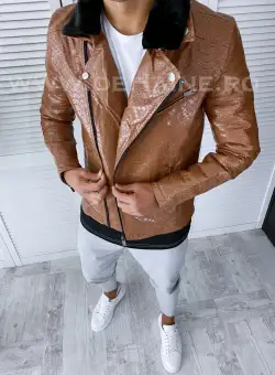 Geaca barbati maro piele ecologica B2822 57-5