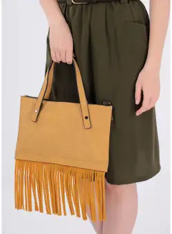 Geanta mustar cu franjuri