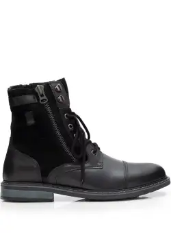 Ghete barbati din piele naturala, Leofex- 955 Negru Box Velur