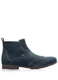 Ghete casual bărbați din piele naturală, Leofex - 705 Albastru Velur