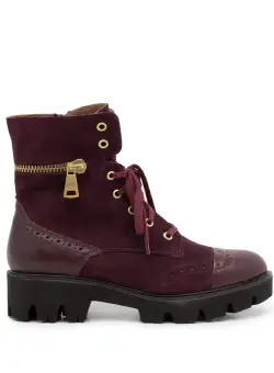 Ghete casual dama din piele naturala - 390 visiniu box velur