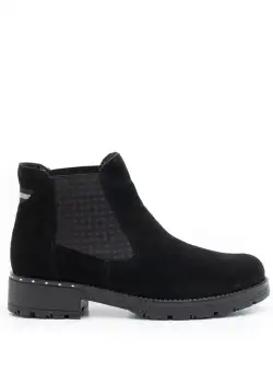 Ghete casual dama din piele naturala, Leofex - 175 Negru Velur