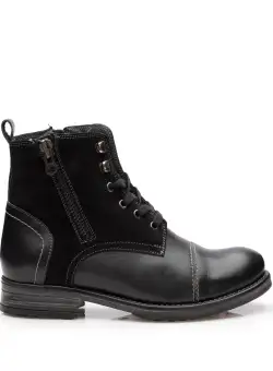 Ghete casual din piele naturala pentru barbati - 860 Negru Box Velur