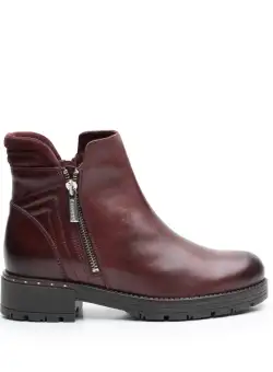 Ghete dama casual din piele naturala, Leofex - 179 Visiniu Box