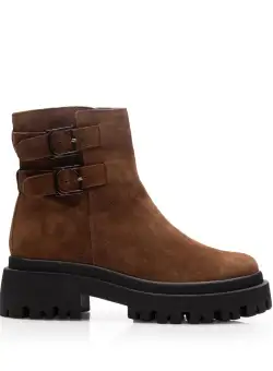 Ghete damă din piele naturală, Leofex - 334 Maro Velur