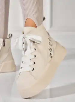 Ghete Dama Imblanite Bej din Piele Ecologica Alivia