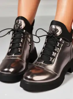 Ghete Dama Imblanite Gri din Piele Ecologica Anella4