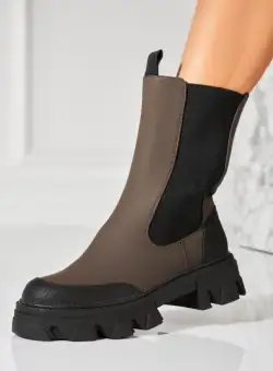 Ghete Dama Imblanite Kaki din Piele Ecologica Dayna