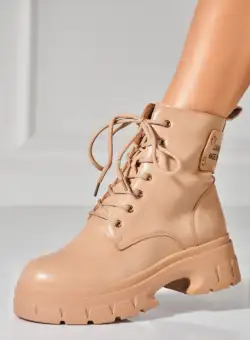 Ghete Dama Imblanite Kaki din Piele Ecologica Merlia