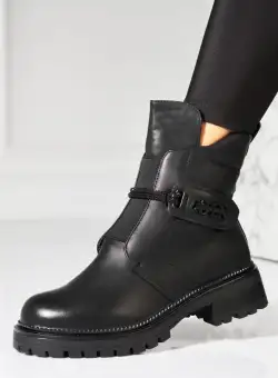 Ghete Dama Imblanite Negre din Piele Ecologica Blair