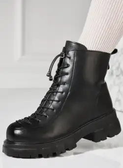 Ghete Dama Imblanite Negre din Piele Ecologica Edna