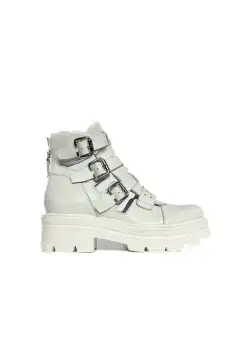 Ghete damă perforate din piele naturală, Leofex - 369 Alb Box