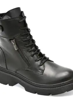 Ghete GLORIA negre, 56201, din piele naturala