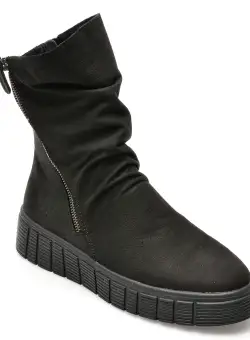 Ghete RIEKER negre, W1063, din piele intoarsa