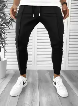 Pantaloni de trening negri conici 12240 Y9