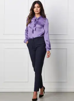 Pantaloni MBG bleumarin office cu buzunare