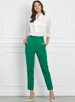 Pantaloni Moze verzi cu nasturi decorativi