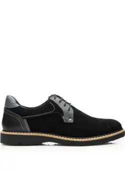 Pantofi barbati casual din piele naturala Leofex- 590-1 Negru Velur