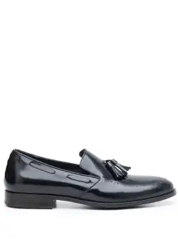 Pantofi barbati eleganti din piele naturala cu ciucuri, Leofex - 515 Negru Florantic