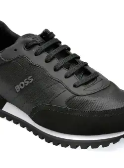 Pantofi BOSS negri, 152, din piele naturala