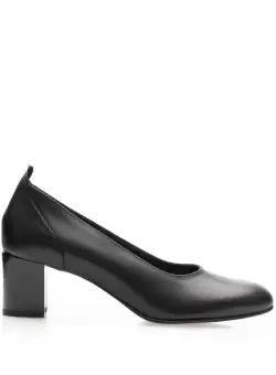 Pantofi casual cu toc damă din piele naturală Leofex - 231-3 Negru Box