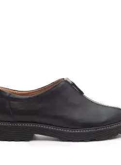 Pantofi casual dama cu fermoar din piele naturala,Leofex - 285-1 Negru box