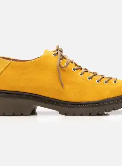 Pantofi casual dama cu siret pana in varf Leofex - 037 Galben 1 Velur