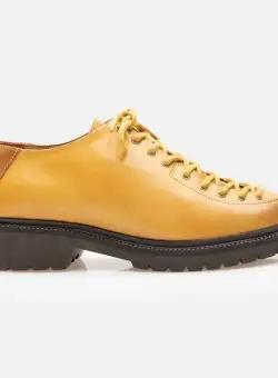 Pantofi casual dama cu siret pana in varf Leofex - 037 Galben Box Velur