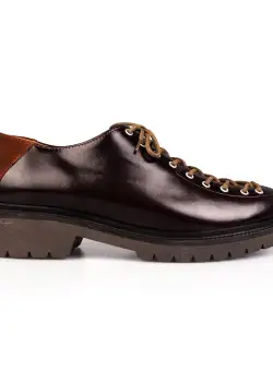 Pantofi casual dama cu siret pana in varf Leofex- 561 Visiniu