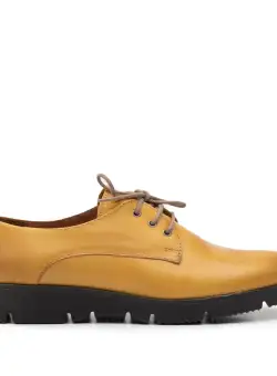 Pantofi casual dama din piele naturala, Leofex - 200 Mustar Box