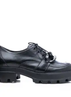Pantofi casual damă din piele naturală, Leofex - Mostră Mihaela Negru Box