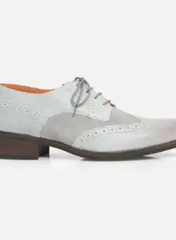 Pantofi casual dama, Oxford din piele naturala, Leofex - 012 Gri Box Velur
