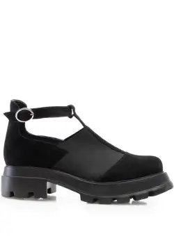 Pantofi casual decupați damă din piele naturală, Leofex - 038 Negru Velur
