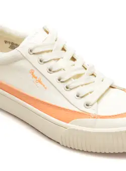 Pantofi casual PEPE JEANS albi, BEN ROAD, din material textil
